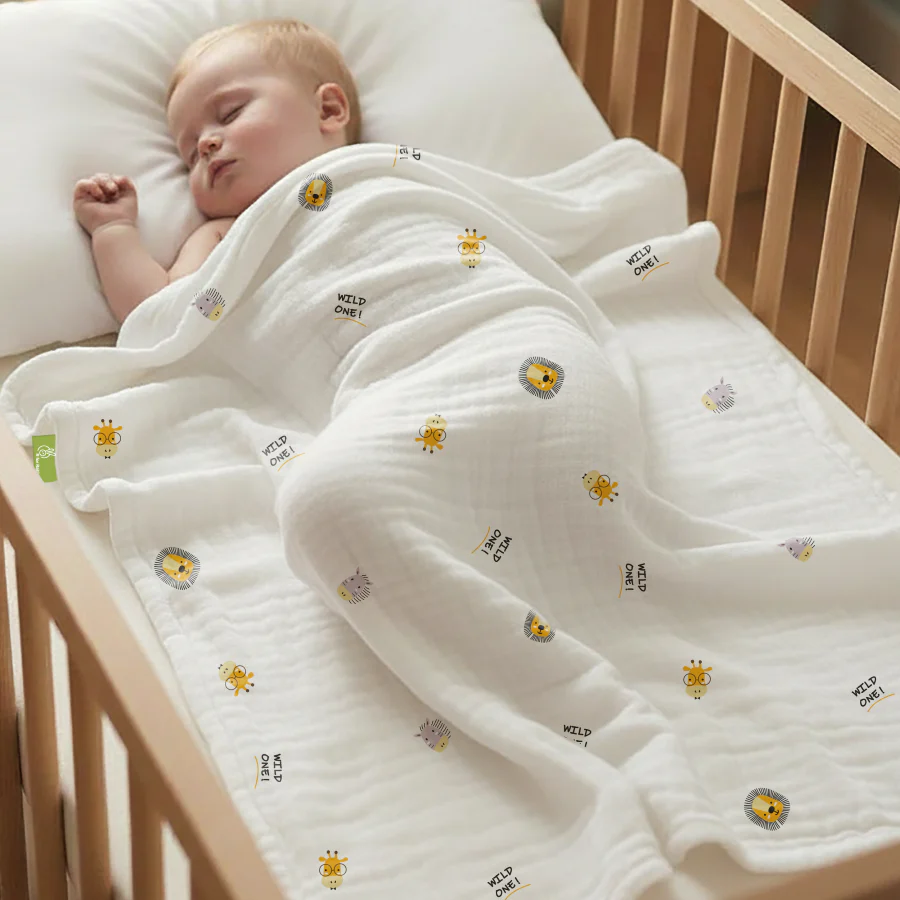 Softkins Muslin Baby Blanket With 6 Layers - Newborn Swaddle & All Season Blanket